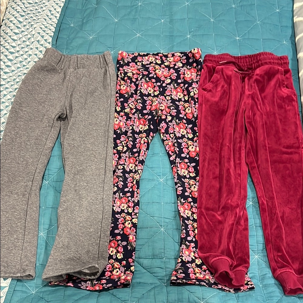 Set of Three Gap Girls' size small 6/7 Pants - Gray, Floral, Burgundy Velvet